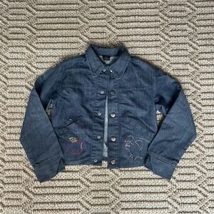 Vintage Denim Jacket Child’s Embroidered Bunnies Flowers Animals Size 5-6 USA